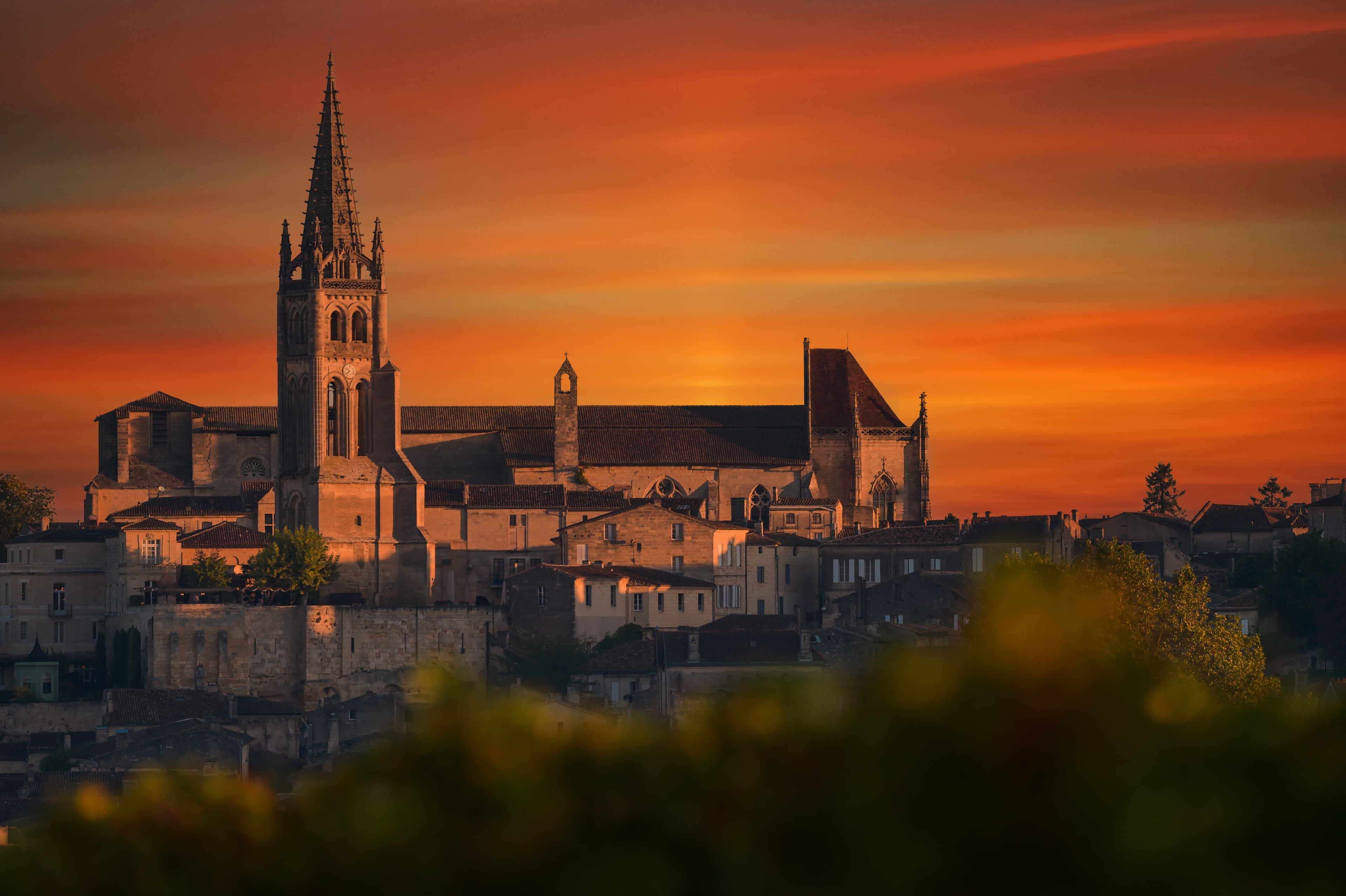 Vignoble de Saint-Émilion au coucher du soleil